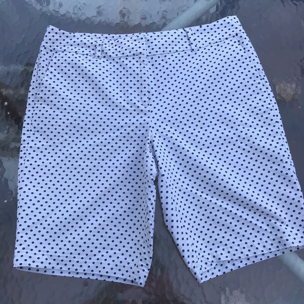 Ann Taylor Ivory Twill polka dot shorts